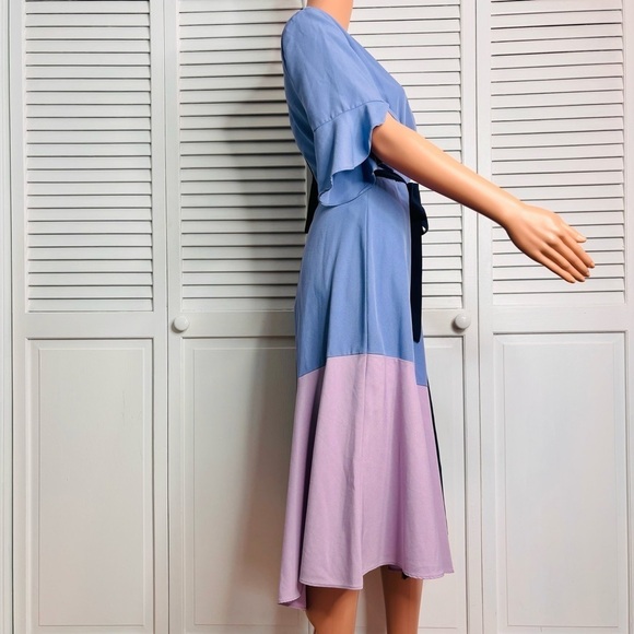 HUTCH Colorblock Wrap Dress Size Medium - Picture 4 of 11